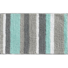 iDesign 18917EU Stripz mikropluošto kilimas, 86 x 53 cm, mėtų / pilka