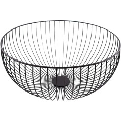 Point-Virgule metalinis krepšelis vaisiams, skandinaviška namų puošmena, vielinis krepšelis, juodas, skersmuo 30 cm, aukštis 10 cm