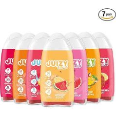 JUIZY WOW Sirupas be cukraus | 7 x 65 ml - iki 84 l natūralaus gėrimo sirupo | Nulis kalorijų | Vegan - melionų, mangų, braškių, ledų, greipfrutų, vyšnių, pasiflorų | Daugiau sulčių - mažiau kalorijų