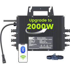 RC mikro inverteris 2000W, 26-60V nuolatinės srovės įėjimas, fotovoltinių modulių inverteris, MPPT mikro galios keitiklis, palaiko WiFi nuotolinį stebėjimą, 0% PVM