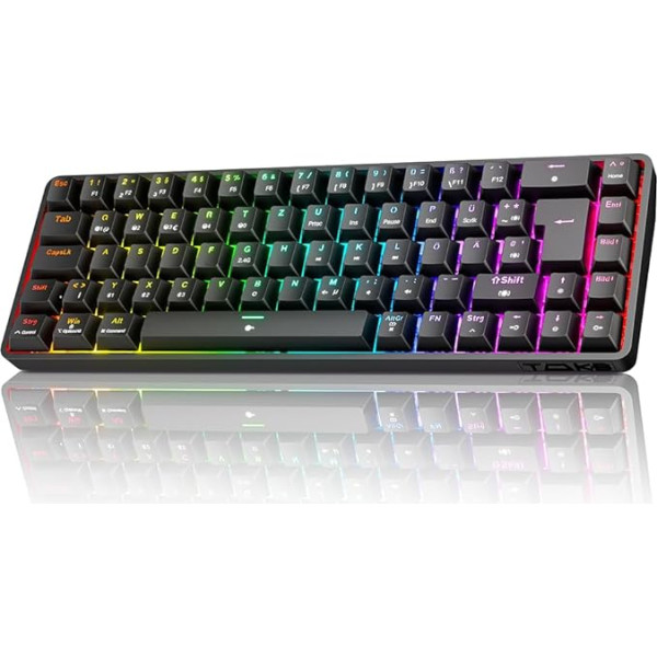 TMKB T68 žaidimų klaviatūra, 60 % belaidė mechaninė RGB klaviatūra su 