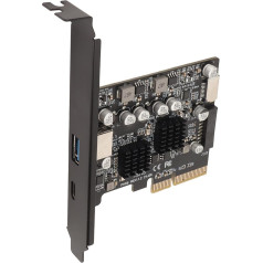 Sxhlseller PCIe į USB 3.2 Gen 2 kortelė, 1 A tipo USB ir 1 C tipo USB prievadas, vidinė 19 kontaktų 10 Gb/s didelės spartos jungtis, E tipo priekyje, USB PCIe kortelė staliniam kompiuteriui