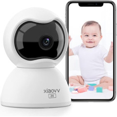 XIAOVV VQ35 stebėjimo kamera, naktinis matymas, dvipusis garsas, 360 laipsnių kameros vidaus stebėjimo kamera, WLAN kamera, šunų kamera su programėle