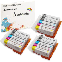icartouche rašalo kasetės, suderinamos su Canon PGI-570XL CLI-571XL (3BK 3PBK 3C 3M 3Y) PIXMA MG5750 MG5751 MG6850 MG6851 MG7750 MG7751 TS5050 TS5051 TS6040 TS6050 TTS6051 TS8050 TS8051 TS9050