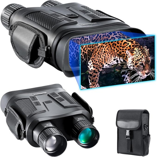 Dowesyeen Skaitmeninis naktinio matymo prietaisas su naktiniu matymu 4 colių TFT LCD naktinio matymo prietaisai, 4K HD vaizdo įrašai ir HD nuotraukos, 7000 mAh baterija, skirtas paukščių stebėjimui, medžioklei, žvalgybai, su 32 GB atmintimi