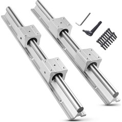 CNCMANS SBR20-800 mm linijinis kreipiklis 2 vnt. SBR20 nerūdijančio plieno linijinis bėgis ir 4 vnt. SBR20UU guolių blokas CNC dalys automatinėms mašinoms ir įrangai (SBR20 31,5 colio)