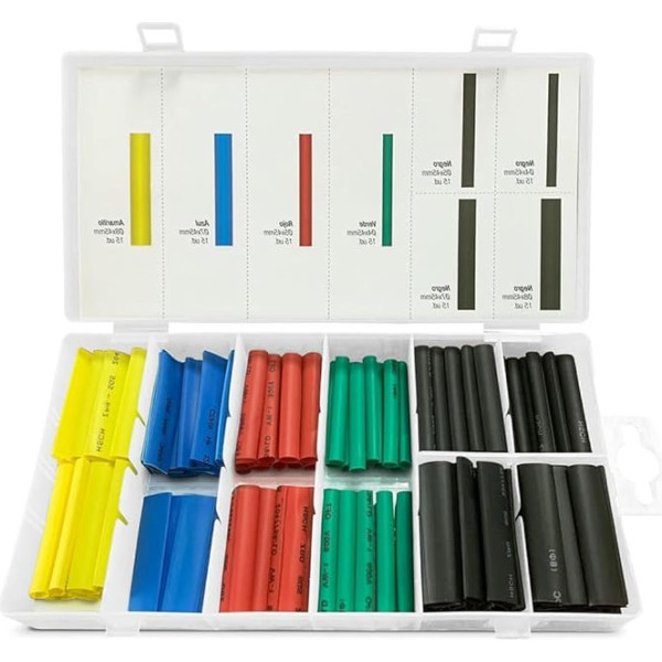 Rinkinys su 120 leuchtenden Farben wärmeschrumpfbaren Hüllen, idealiai tinkantis Bastel- und Dekorationsprojekte. Perfekt zum Personalisieren, Schützen und Verschönern jedes Objekts.