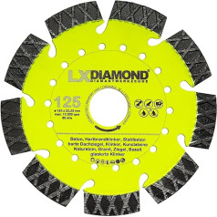 LXDIAMOND Deimantinis pjovimo diskas 125 mm x 22,23 mm - puikiai tinka gelžbetonio klinkeriui Granitas Kietai degantis klinkeris Natūralūs akmenys Dirbtiniai akmenys - lazerinis deimantinis diskas 125 mm Premium klasės