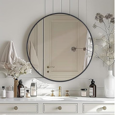 LunaMirror Runmd Sieninis veidrodis 50 x 50 cm Vonios kambario veidrodis Juodas veidrodis Šiuolaikinio dizaino dekoratyvinis sieninis veidrodis miegamajam, prieškambariui, svetainei, prieškambariui