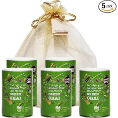 GUSTONE. One&Only Green Chai Powder with Matcha 5 x 250 g skardinis dovanų rinkinys