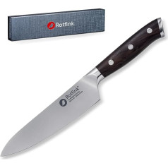ROTFINK virtuvinis peilis, 13 cm geležtė, 13 serijos virtuvinis peilis, virėjo peilis, peilis mėsai, nerūdijantis plienas 56-58 HRC, ergonomiška ebonito rankena, 15° šlifavimo kampas, dovanų dėžutė, 10 metų garantija