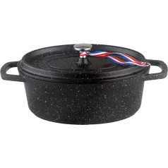 Kamberg - 0008198 - 30 cm skersmens ovalus juodas indas - aliuminio liejinys - akmens efekto danga - tinka visoms kaitlentėms, įskaitant indukcines - be PFOA