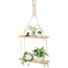 Afuly sieninė lentyna Medinė sieninė lentyna Boho Chic Macrame Gyvenamasis kambarys Vonios kambarys Miegamojo kambarys Dušo apdaila