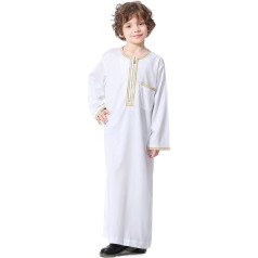 FYMNSI Musulmonų berniukų chalatas Vaikų Abaya Kaftanas Islamo maldos drabužiai Arabų Artimieji Rytai Dubajus ilgomis rankovėmis Jubba Thobe Zip chalatai