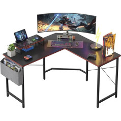 Cubicubi 120 x 120 cm kampinis žaidimų stalas, stalas su monitoriaus stovu ir šoniniu laikymo krepšiu, L formos žaidimų stalas, kompiuterio stalas, anglies pluošto juodas