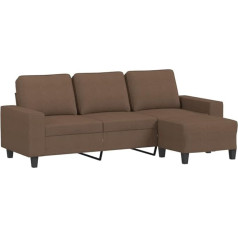 ‎Vidaxl vidaXL 3 vietų sofa, sofa su kojūgaliais, svetainės sofa, minkšta sofa, fotelis, relaksacinė sofa, poilsio sofa, svetainės sofa, TV sofa, rudas audinys