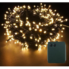 300 LED pasakų žibintai baterija valdoma tamsiai žalias kabelis 8 režimai laikmačio funkcija atspari lietui Kalėdų Kalėdų Kalėdų sodo šalis vestuvių dekoracijos (šiltai balta, 300 LED)