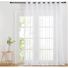 PONY DANCE Ypač plačios užuolaidos su kilpelėmis Baltos spalvos 1 komplektas H 245 x W 300 cm Kambarių pertvaros užuolaidos Baltos skaidrios Voile užuolaidos Lininė išvaizda Eyelet užuolaidos Skaidrios užuolaidos dideliems langams