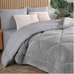 NORDIC SCHILLER Welsoft dvipusė antklodė, 215 x 235 cm, pilka, 50 % medvilnė, mikropluoštas, visam sezonui, kvėpuojanti miego antklodė alergiškiems žmonėms, minkštas užvalkalas, galima skalbti skalbyklėje