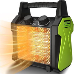 GARDTECH Ventiliatorinis šildytuvas Energiją taupantis keraminis šildytuvas 2000 W elektrinis itin stiprus didelis ventiliacijos angos atidarymas Pramoninio stiliaus statybinis šildytuvas su apsauga nuo perkaitimo žalias