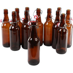 Buteliai su sūpuoklėmis - rudo stiklo alaus buteliai su sūpuoklėmis X12 (500 ml)