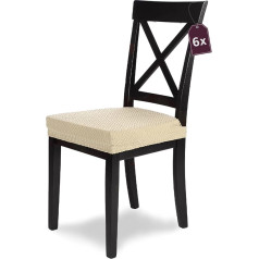 SCHEFFLER-Home Stretch Chair Cover Luna/Cream Chair Cover Set of 6 Elastic Flannel Chair Covers / Seat Cover Dining Room Chair / Elegant Chair Covers Stretch Velvet with Elastic Band