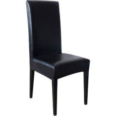 KIRALOVE Stretch Faux Leather Chair Cover with Backrest - Apsauga - Vandeniui atsparus - Namai - Dangtis - Skalbiamas - Virtuvės elastingas - Juodas - Valgomasis - 1 vnt.