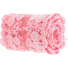 VILLCASE 1 ritinėlis akių audinio Appliqué puošmenos Vintage nėrinių juostelės juoda apdaila nėrinių apdaila pasidaryk pats nėrinių apdaila su auksinėmis žvaigždėmis juoda kutais rožinis audinys