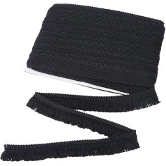 GORGECRAFT 25 metrų kutai Tassel Trim 3 cm pločio kutai pluošto siuvinėtos juostos Chainette nėrinių krašto apdaila dygsniavimas kostiumas vestuvių suknelė užuolaida namų apdaila gėlių modelis juoda
