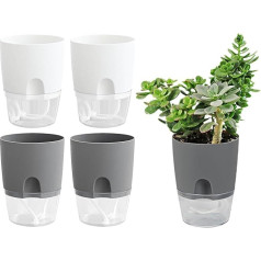 Selbstbewässernder Blumentopf, 8,1 cm Blumentöpfe für Zimmerpflanzen, moderne dekorative Blumentöpfe mit transparentem Wasserspeicher, Mini-Blumentöpfe, niedliche Pflanztöpfe,