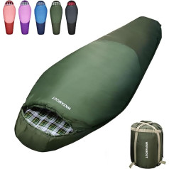 WKFAMOUT Mumijos miegmaišis Lauko miegmaišis Flanelė 3-4 sezonai Nešiojami žiemos vasaros skalbimo mašina miegmaišiai suaugusiems vaikams Camping Travel