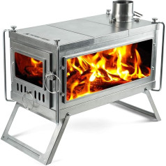 OneTigris WHALE SONG Titanium Tent Stove Stove Wood, nešiojamoji malkinė krosnelė stovyklavimui, žiemos lauko krosnelė, malkinė krosnelė, lengva palapinei