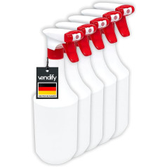 vendify® 5 x 1 litro / 1000 ml talpos purškimo buteliai su putų antgaliu - tušti, be etiketės - aukščiausios kokybės - 1 litro talpos didelis pakartotinai pripildomas purškimo butelis su smulkiu purkštuku valymo priemonėms