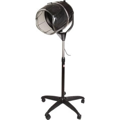 SAMGER plaukų džiovintuvas su trikoju, profesionalus 1050 W kirpyklos plaukų džiovinimo gaubtas, reguliuojamas aukštis 78-128 cm, laikmatis 0-60 min, reguliuojama temperatūra 0-75 °C, džiovinimo gaubtas kirpyklai, juodas