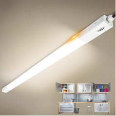 TONFFI LED drėgnų patalpų apšvietimas, 150 cm, 60 W, 7000 LM, šviesos juosta, serijos jungtis, neutrali balta, IP65, atsparus vandeniui, vonios apšvietimas, lubų apšvietimas, rūsys, dirbtuvės, garažas, sandėlis, vonios kambarys, biuras