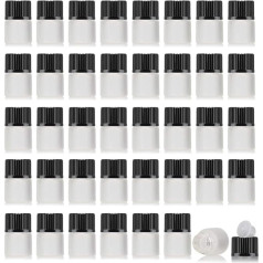 Enslz 50 vnt. 1ml (1/4 Dram) Mini tušti matinio stiklo eterinių aliejų buteliukai užpildyti mėginių buteliukai su reduktoriaus skylute kelionėms (1ml)
