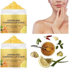 Natūralus ciberžolės ir citrinos lūpų šveitiklis tamsioms lūpoms, Kurkuma -Zitronenlip -Nourishing -Peeling für rissige und getrocknete Lippen hydrate, verblassende Lippenlinien, stumpfe dunkle Lippen (2vnt.)