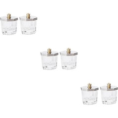 minkissy 6 stiklinių puodelių pakuotė Nail Art Dapping Dish Acrylic Powder and Liquid Container Stiklo nagų puodelis Nail Dappen Cup Nail Tiny Cup Nail Art Liquid Container Mini Nail Cup Manikiūro įrankiai Mažas puodelis