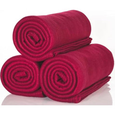 ALCLEAR Oeko Tex Fleece antklodės, Bordo spalva, puikus dydis 130 x 160 cm, daugiau kaip 200 g/m², sofos antklodė, antklodė ant sofos, antklodė ant sofos, pikniko antklodė, 3 vnt.