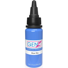INTENZE Tattoo Colour Blue 30 ml Blue Sky - The Original: Veganinis tatuiruočių rašalas, skirtas gyvybingam permanentiniam tatuiravimui, puikios konsistencijos 