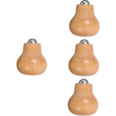Healeved 4 Stück Massagerolle Nackenmassagegerät nerūdijančio plieno holzstiel Gehhhilfe Werkzeug Roller für Ihr Gesicht Gesichtsmassage Kosmetik Scrollrad Walze Buche Fräulein Rostfreier Stahl