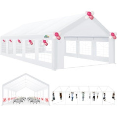 COBIZI Partyzelt 5x10m, Metall Gartenzelt, 5x10 Pavillon with Wasserdicht PE-Plane, Bodenhaken & Seilen, Hochzeitszelt, Weißes Zelt für Familienfeiern, Partys, Kommerzielle Veranstaltungen, UV-Schutz
