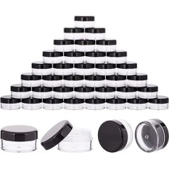 Plastikinės kosmetinės talpyklės su dangteliais losjonams, kremams, tonikams, lūpų balzamams, makiažui, mėginiams, be BPA, 10 g-40 vnt., juodos spalvos