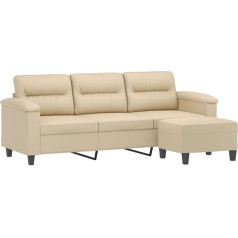 ‎Vidaxl vidaXL 3 vietų sofa, sofa su pagalvėle, sofa su atlošu svetainei, minkšta sofa, fotelis, relaksacinė sofa, poilsio sofa, poilsio sofa, relaksacinė sofa, kreminis mikropluošto audinys