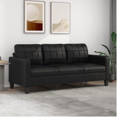Barash 3 sėdimų vietų sofa juoda 180 cm dirbtinės odos dirbtinės odos sofa Svetainės grindų sofa su miego funkcija