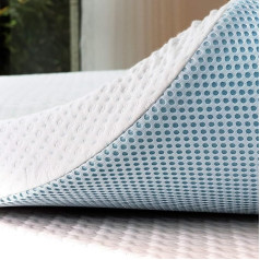 Subrtex Topperis 180 x 200 cm, 5 cm aukščio gelio atminties putų topperis H3 ir H2 kietasis čiužinys su kvėpuojančiu ir skalbiamu užvalkalu, skirtas 