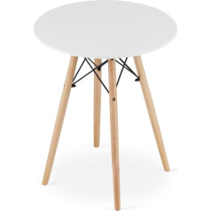 Vbchome 60 cm apvalus valgomojo stalas Baltas virtuvės stalas Svetainės stalas Valgomojo stalas Medienos medžiaga Šiuolaikinis dizainas Baltas