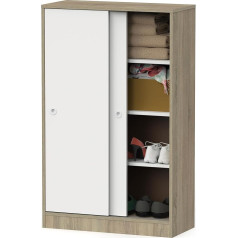 Muebles Pitarch Daugiafunkcinė apatinė spintelė su stumdomomis durimis, skirta valymui, virtuvėms, galerijoms, biurams, 120 x 74 x 33 cm (aukštis x plotis x gylis), balta ir ąžuolinė, Cambrian, Tibeto kolekcija