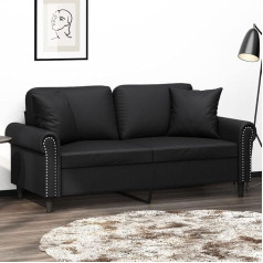 Mengtu Dvivietė sofa su dekoratyvine pagalvėle Sofa sofa Lounge sofa Minkšta sofa Atsipalaiduoti sofa Dvigulė sofa Svečių sofa Loveseat Sofos svetainei Svečių kambarys Miegamasis Juoda 140 cm dirbtinė oda