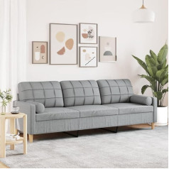 Somanki 3278201 3-vietė sofa su dekoratyvinėmis pagalvėlėmis šviesiai pilka 210 cm audinys, poilsio sofa, sofos ir kušetės, poilsio sofa, sofa svetainei
